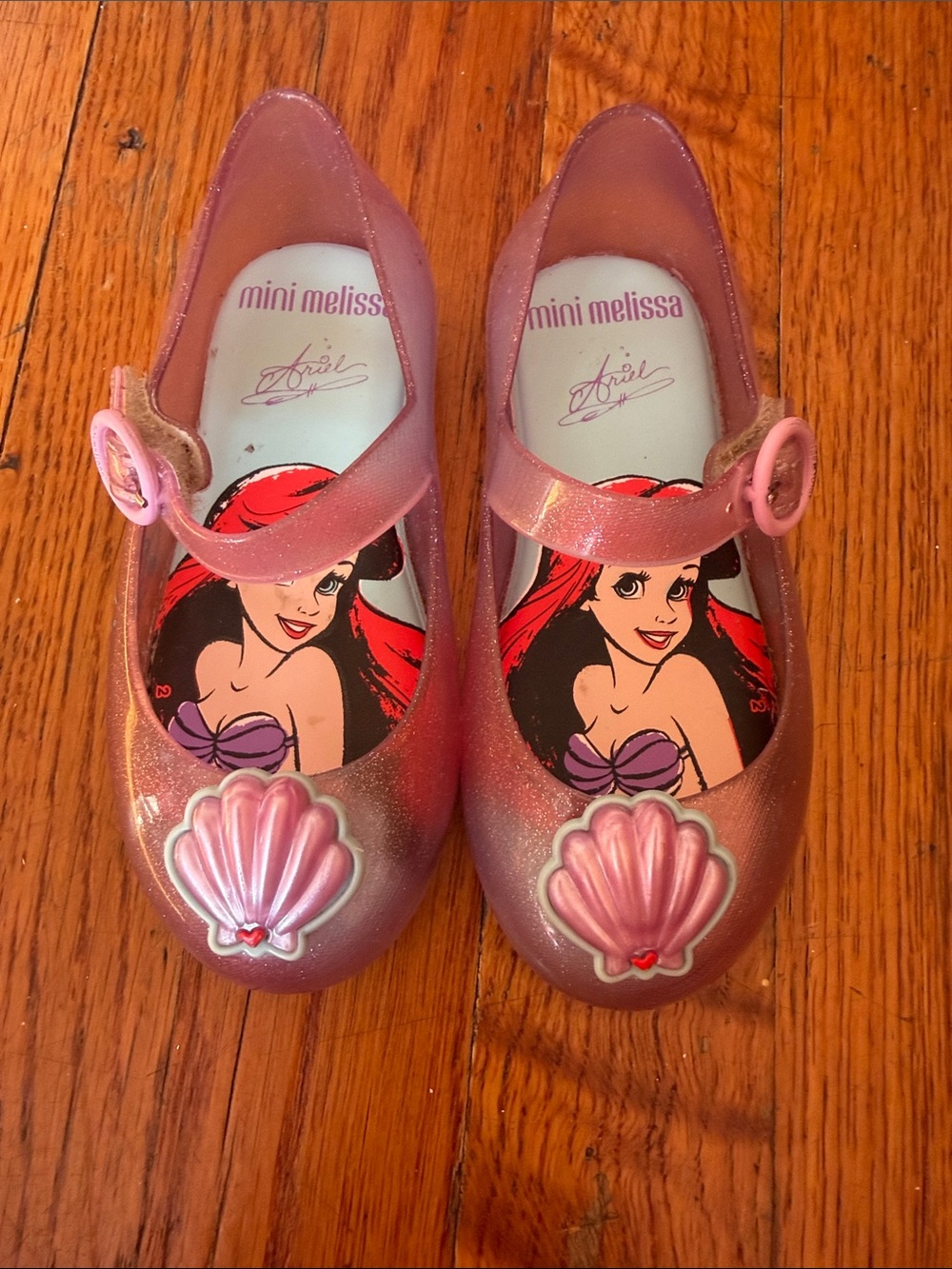 Mini Melissa Pink Glitter Ariel Jelly Mary Jane Shoes